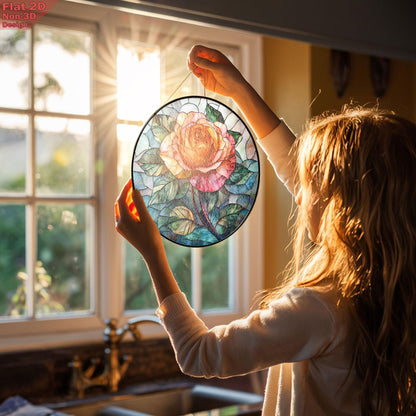 Rose Bouquet Stained Glass Suncatcher, Style Wall and Window Decoration, Special Gifts for Women, Rose Flowers Gifts, June Birthday Gift