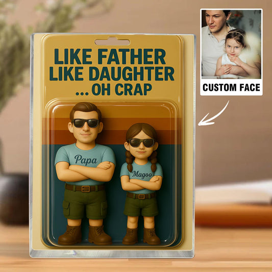 Personalized Father's Day Gift For Dad, Custom Photo Dad And Kids Figure Acrylic Block, Like Father Like Daughter Plaque, Gift For Husband