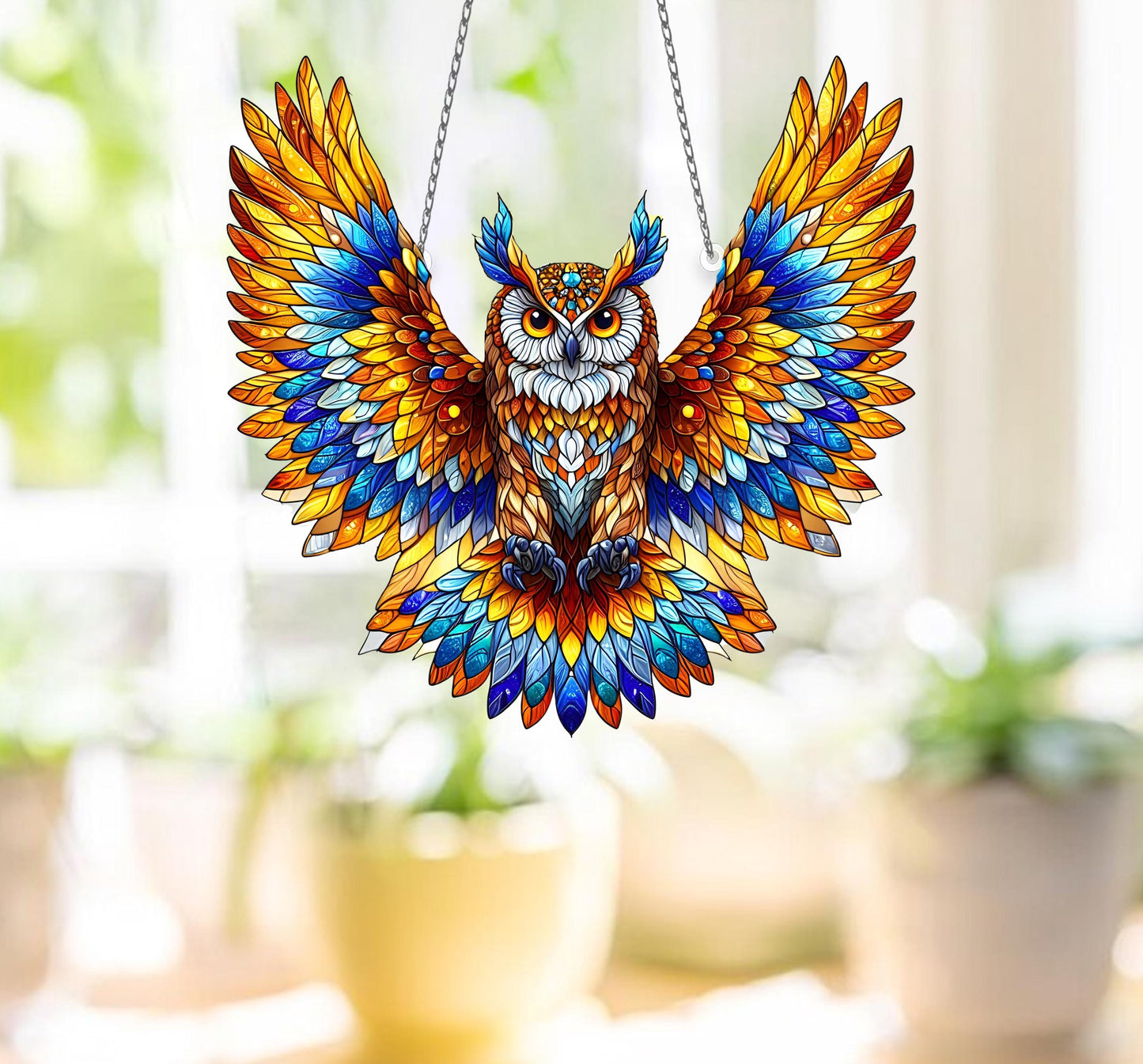 Owl Acrylic window hanging, Owl Acrylic Wall Window Hanging Art Decoration, Owl Lovers GIft, Bird Lover Gift, Housewarming Decor