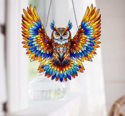 Owl Acrylic window hanging, Owl Acrylic Wall Window Hanging Art Decoration, Owl Lovers GIft, Bird Lover Gift, Housewarming Decor