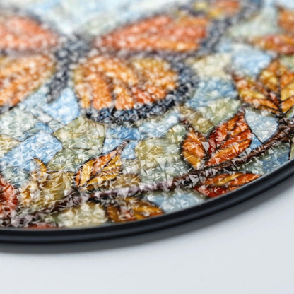 Stained glass monarch butterfly round suncatcher window decor gift for nature lover