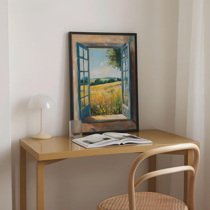 Open Window Henri Matisse Print, Henri Matisse Style Fauvism Painting, Modern Exhibition, Window To Countryside Fields View, Floral Meadow
