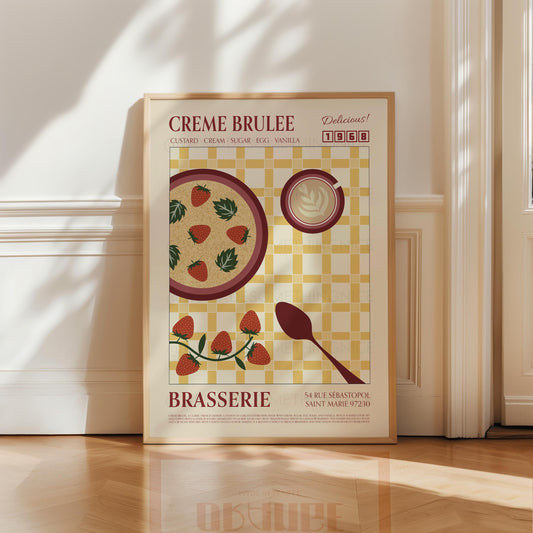 Creme Brulee Poster, Kitchen Art, Kitchen Poster, Kitchen Print, Food Print, Modern Kitchen Decor, Retro Poster, Coffee Poster