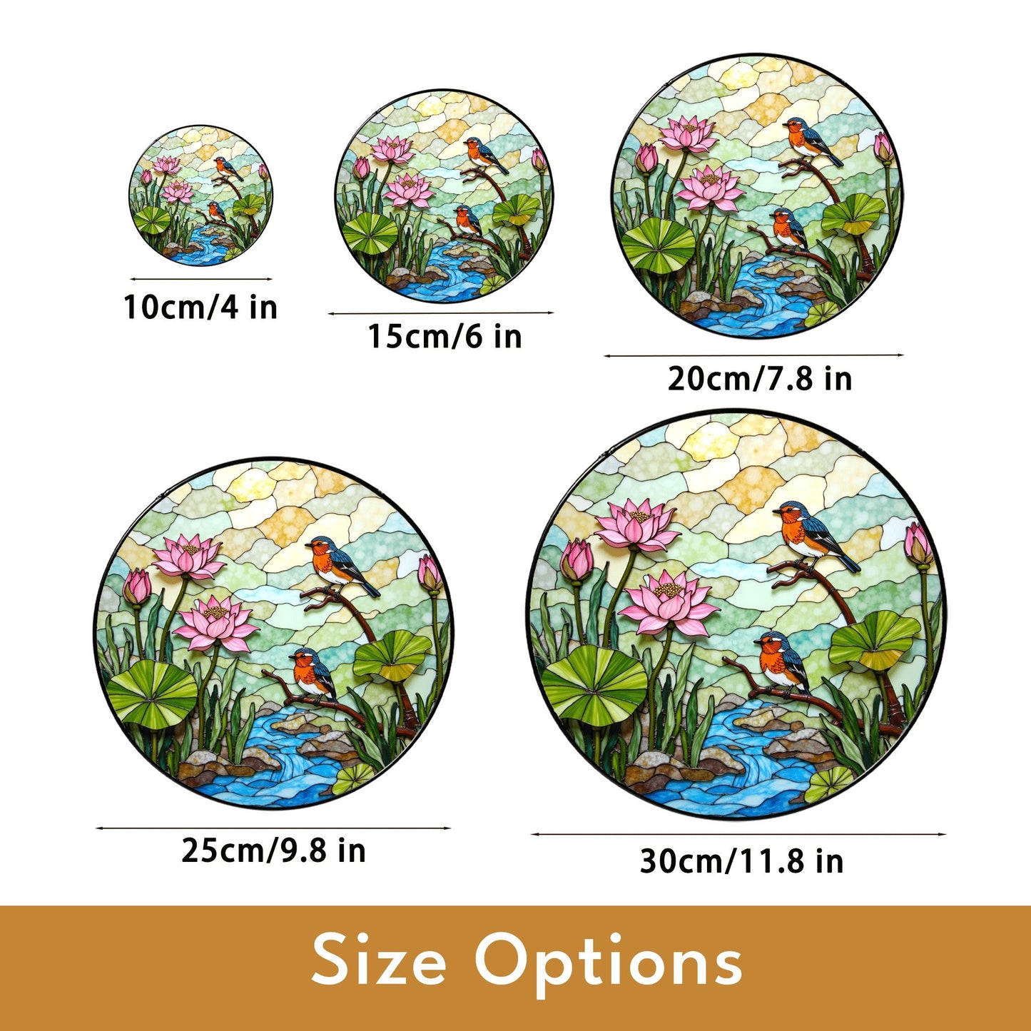 kingfisher lotus pond stained glass suncatcher nature window decor gift for bird lovers