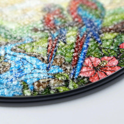 Colorful Parrots River Scene Stained Glass Style Suncatcher Window Hanging Gift for Mom