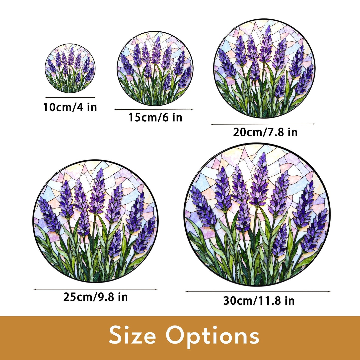 Lavender field bloom round stained glass suncatcher floral window decor gift for garden lover