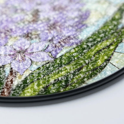 Purple hyacinth floral glass panel spring sunlight suncatcher unique decor gift for mom