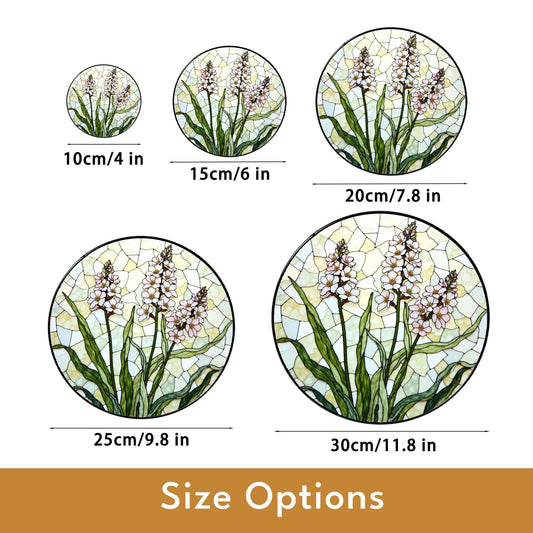 Wildflower stained glass garden art suncatcher round floral panel gift for plant lover
