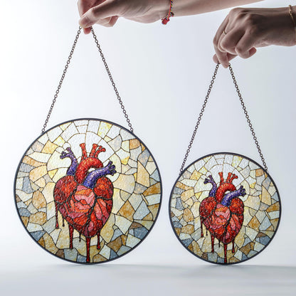 anatomical heart stained glass sun catcher handmade window decor gift for medical student