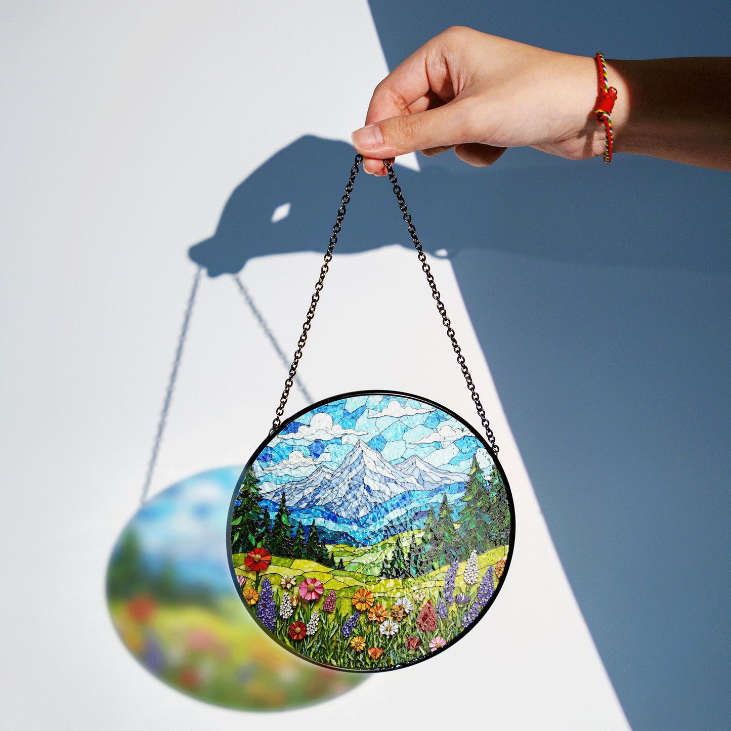 Mountain Meadow Wildflowers Nature Suncatcher Handmade Window Decor Gift for Nature Lover