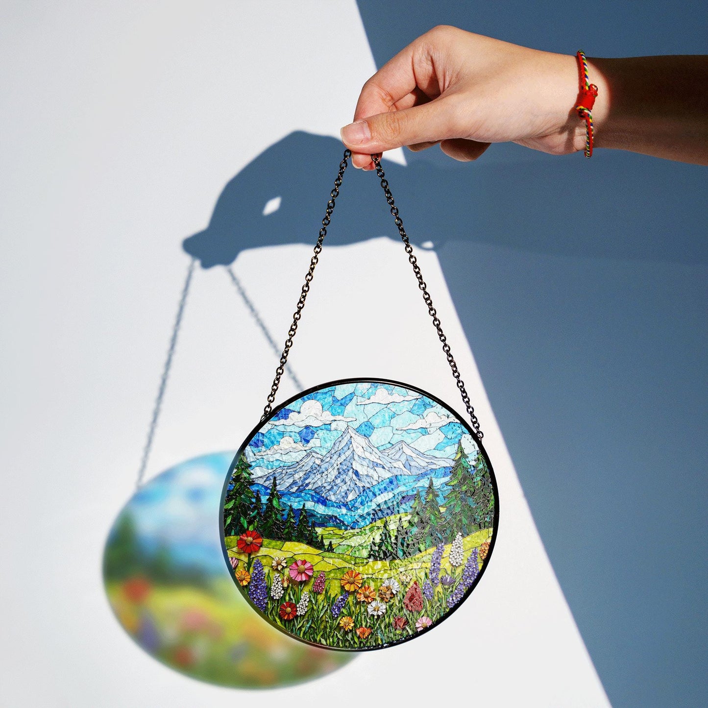 Mountain Meadow Wildflowers Nature Suncatcher Handmade Window Decor Gift for Nature Lover