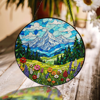 Mountain Meadow Wildflowers Nature Suncatcher Handmade Window Decor Gift for Nature Lover