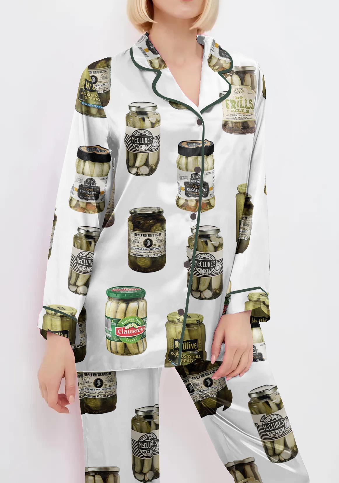Pickles Pajamas Satin Set, Mother's Day Gift, Gift For Her, Gift For Grandma, Birthday Gift, Pjs For Women, Bridesmaid Giftss