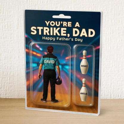 Custom 3D Effect Bowling Dad, You're a Strike Dad Bowling Custom Figure Acrylic Block Plaque, Father's Day Gift for Dad, Gift for Husband