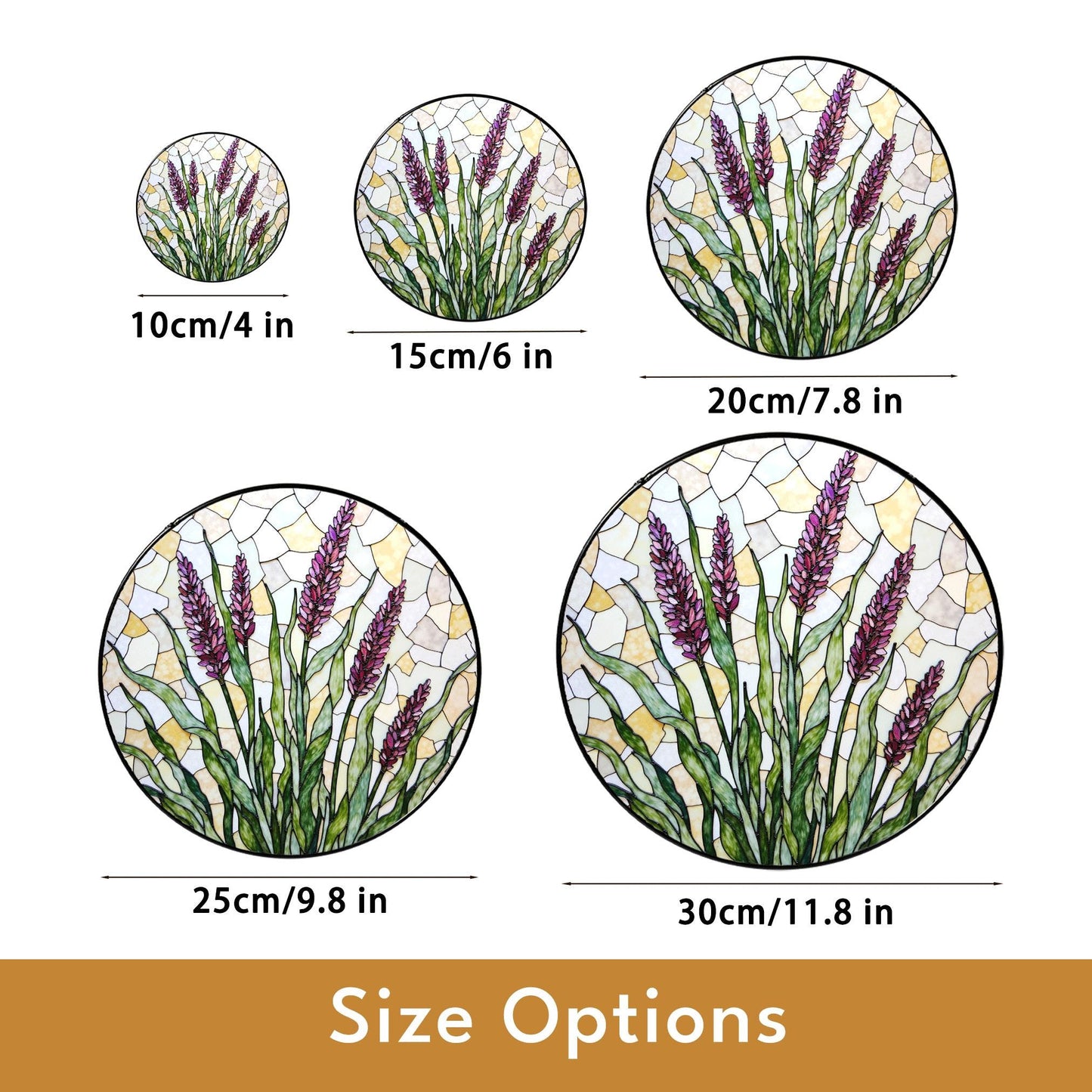 Lavender flowers field stained glass suncatcher handmade window art gift for gardener mom