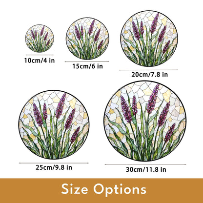 Lavender flowers field stained glass suncatcher handmade window art gift for gardener mom