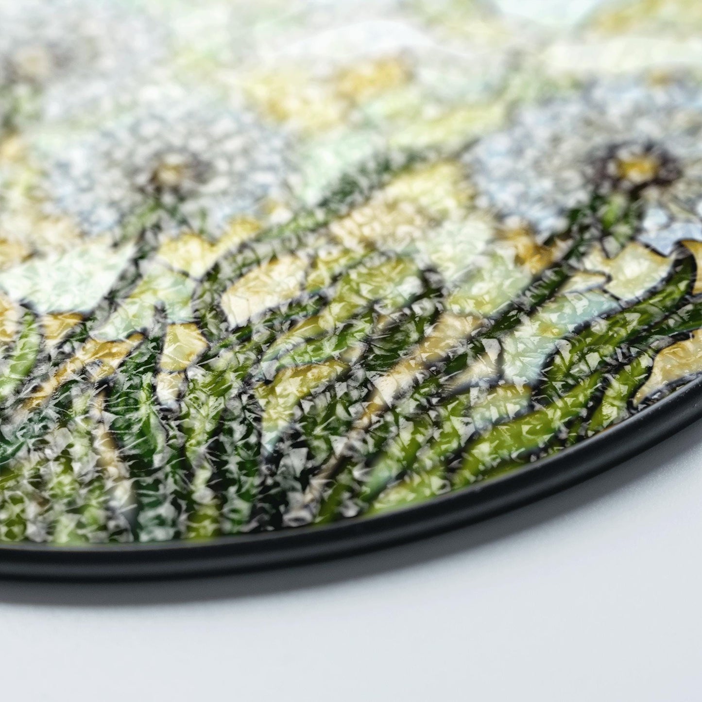 Stained Glass Dandelion Field Round Suncatcher Window Decor Gift for Garden Lover