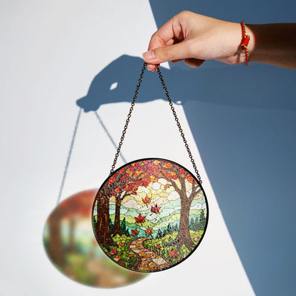 Bluebird on branch art glass suncatcher nature decor gift for bird lovers and outdoor admirers