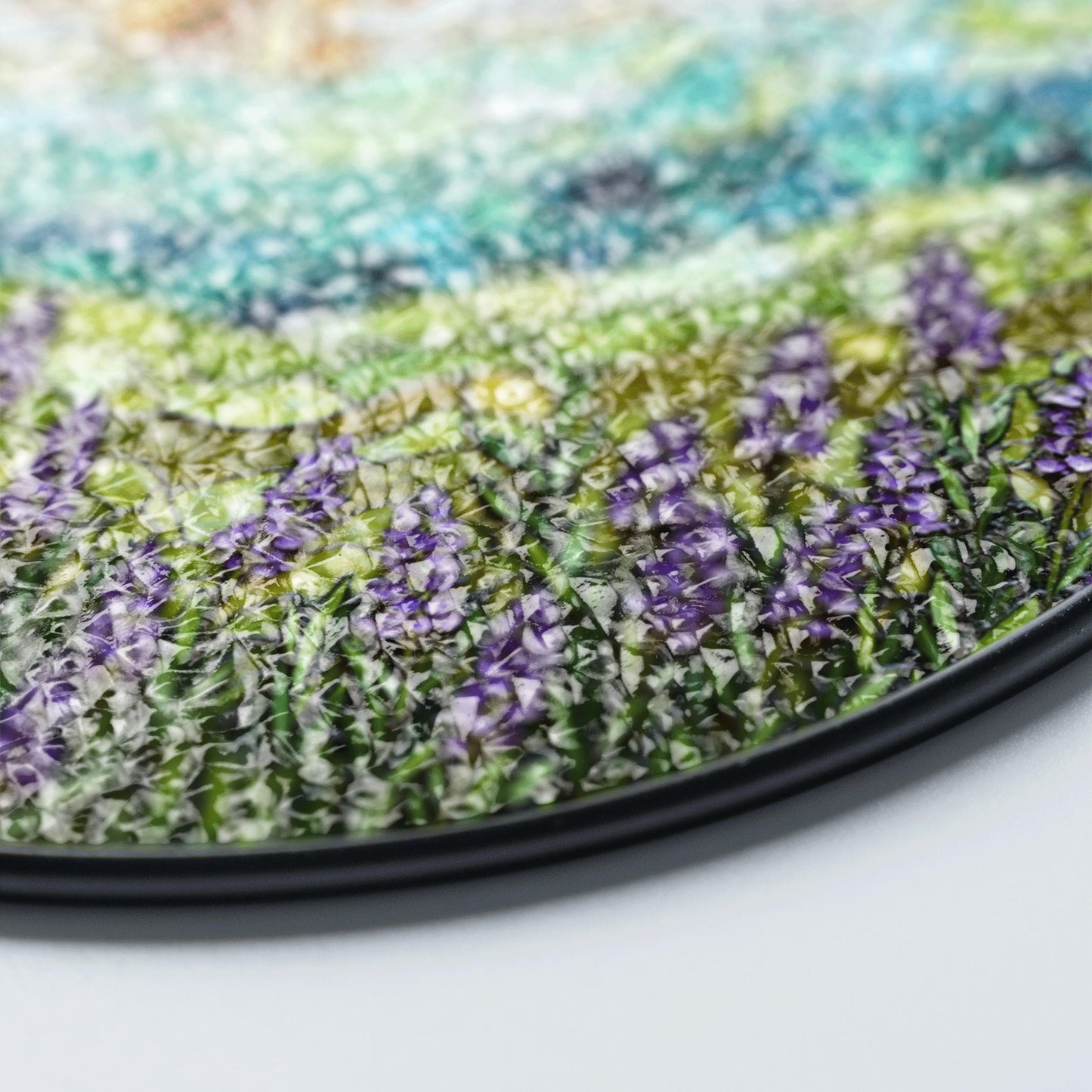 Lavender Field Mountain View Stained Glass Suncatcher Window Art Gift for Nature Lover