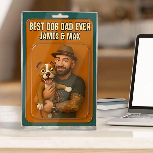 Personalized Dog Dad Acrylic Block, Dog Dad Gifts, Cat Dad Acrylic Plaque, Custom Figure From Photo, Pet Dad Gift, Dog Dad Father's Day Gift
