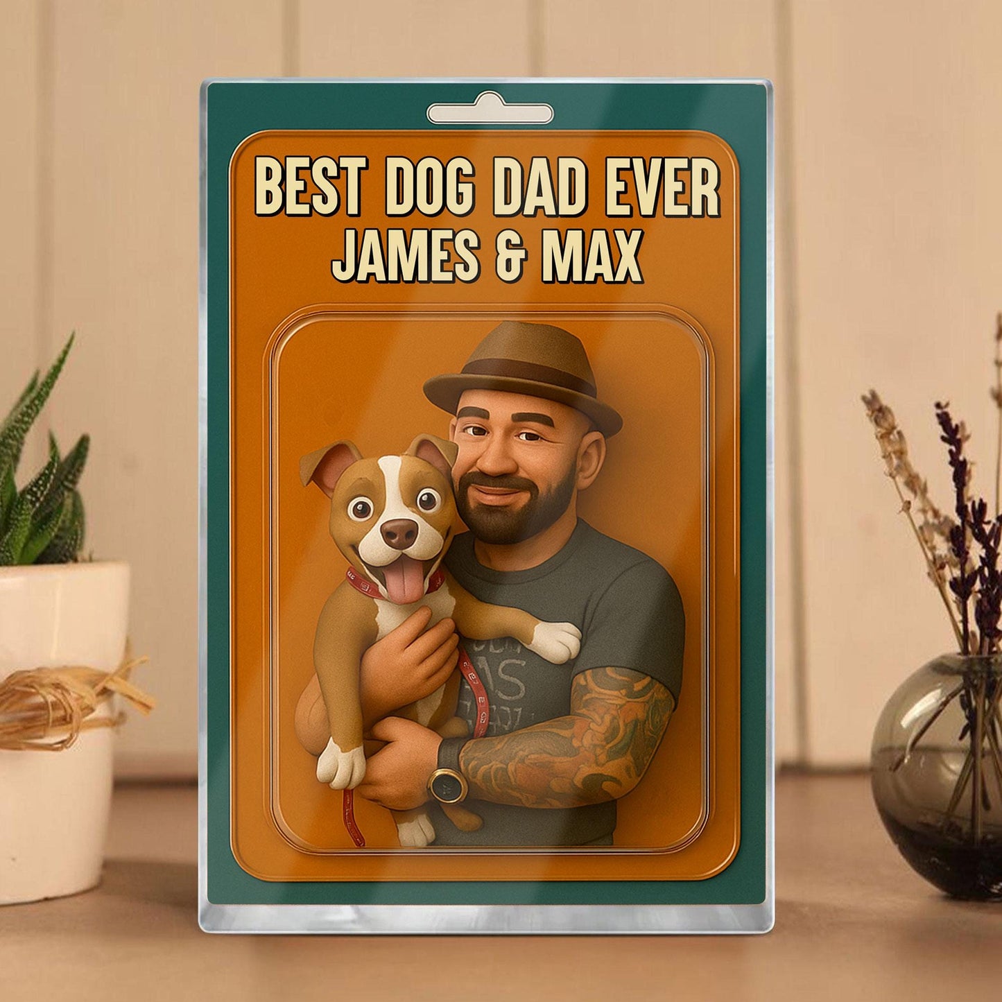 Personalized Dog Dad Acrylic Block, Dog Dad Gifts, Cat Dad Acrylic Plaque, Custom Figure From Photo, Pet Dad Gift, Dog Dad Father's Day Gift