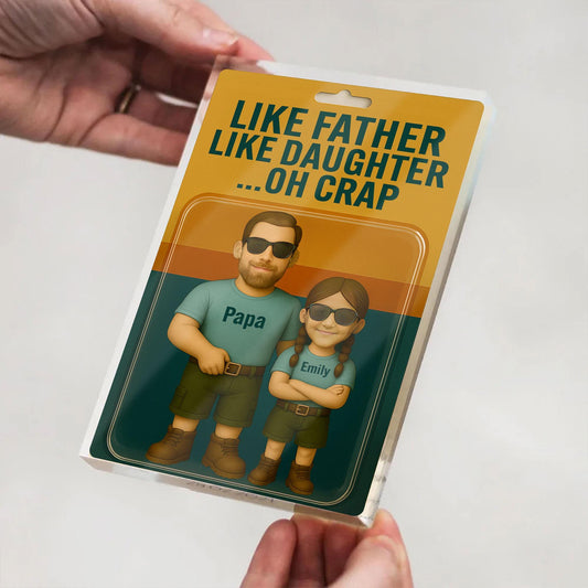 Custom Father's Day Gift For Dad, Like Father Like Daughter Plaque, Personalized Photo Dad And Kids Figure Acrylic Block, Gift For Husband