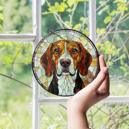 Beagle Dog Stained Glass Suncatcher Pet Memorial Window Decor Gift for Dog Lovers
