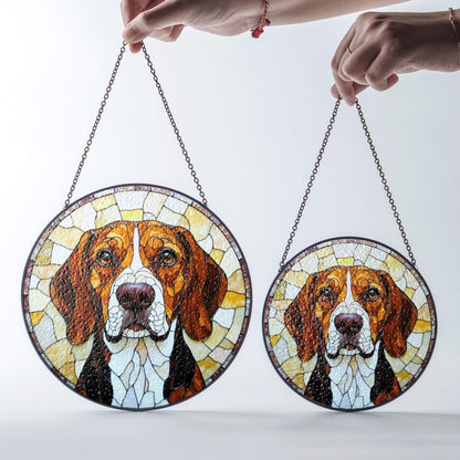 Beagle Dog Stained Glass Suncatcher Pet Memorial Window Decor Gift for Dog Lovers
