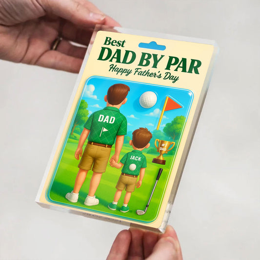 Best Dad By Par Acrylic Block, Golf Custom Figure Acrylic Plaque, Father's Day Gift For Dad, Gifts For Husband, Happy Father's Day, Dad No1