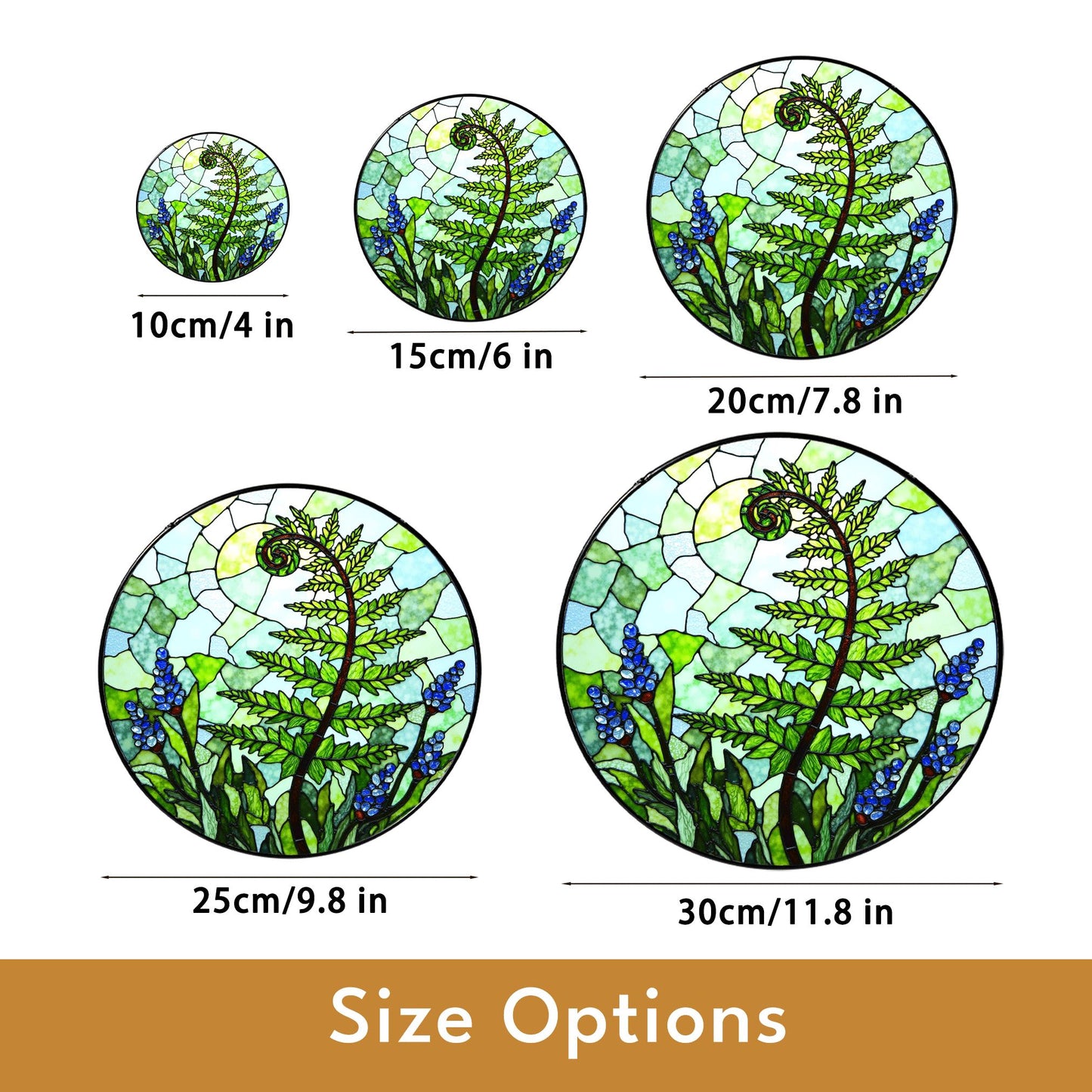 Fern Spiral Forest Plant Art Round Suncatcher Nature Window Decor Gift for Nature Lover