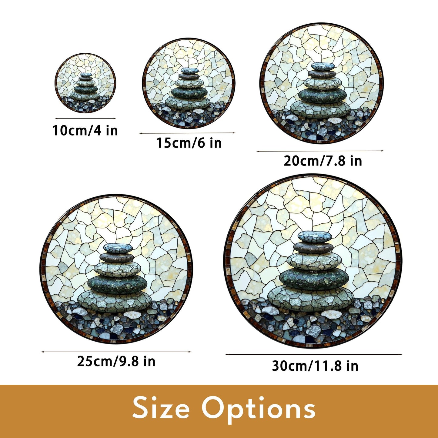 Zen rock stack art round suncatcher window hanging gift for him her