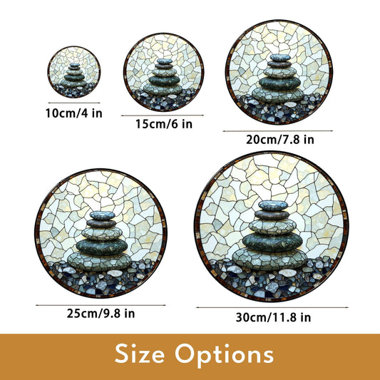 Zen rock stack art round suncatcher window hanging gift for him her