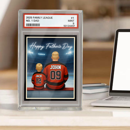Hockey Daddy's Dream Team, Custom No.1 Dad Man & Kids Trading Card Style Plaque, Father's Day Gift, Personalized Player Dad Acrylic Block