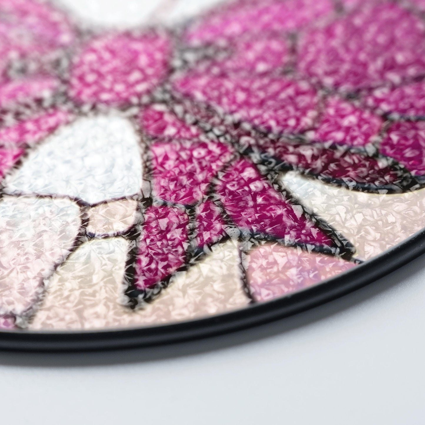 Pink Bow Stained Glass Window Hanging Round Suncatcher Gift for Her