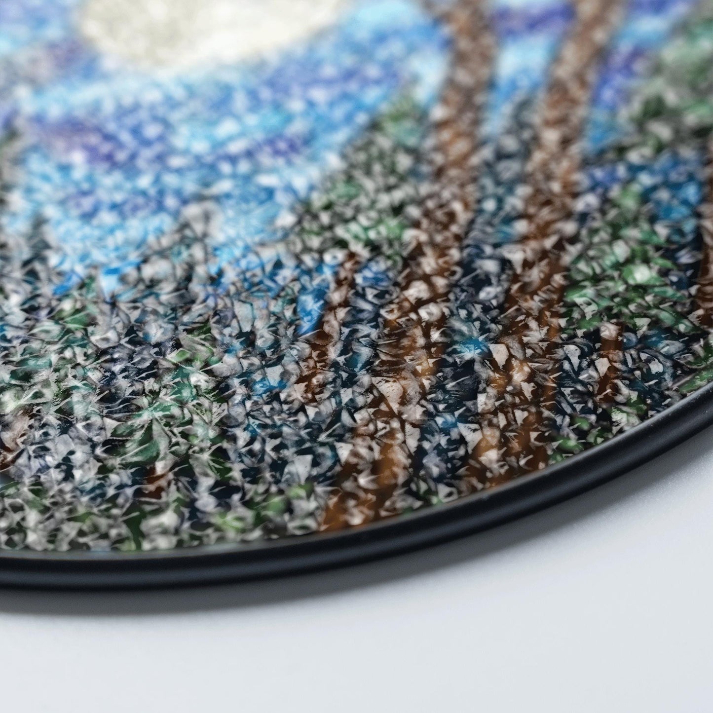 Moonlit forest scene glass suncatcher stained glass window hanging gift for nature lovers