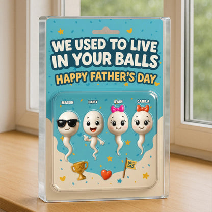 Custom Dad Kid Names Customer Figure Personalized Acrylic Block Plaque, Father Day Gift, Gift for Husband Trading Card, Fathers Day Gifts