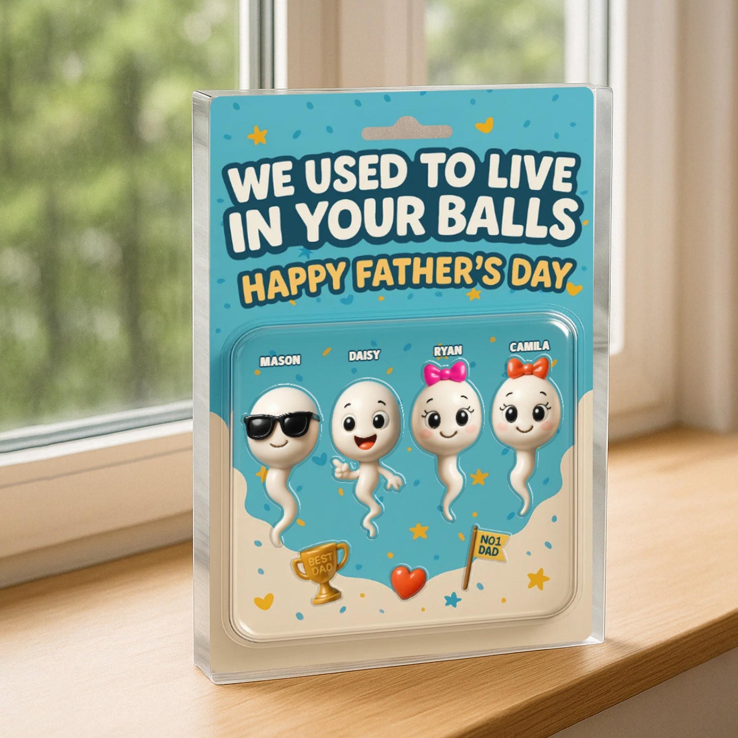 Custom Dad Kid Names Customer Figure Personalized Acrylic Block Plaque, Father Day Gift, Gift for Husband Trading Card, Fathers Day Gifts