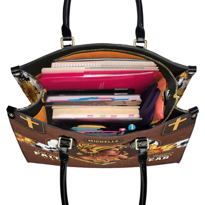 African American Faith Leather Bag Personalized, Customizable Sunflower Handbag, Inspirational Christian Handbag for African American Women
