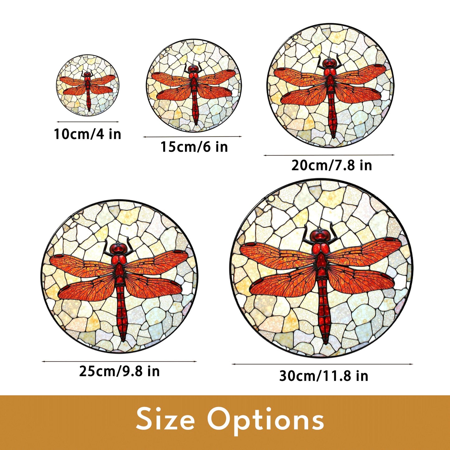 Red dragonfly stained glass window suncatcher nature decor for mom dad or garden lovers