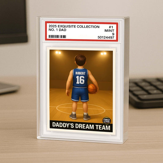 No. 1 Dad & Kids Basketball Trading Card Style, Custom Acrylic Block Plaque, Father's Day Gift, Custom Figure Family Acrylic Block