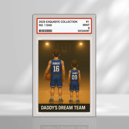 No. 1 Dad & Kids Basketball Trading Card Style, Custom Acrylic Block Plaque, Father's Day Gift, Custom Figure Family Acrylic Block