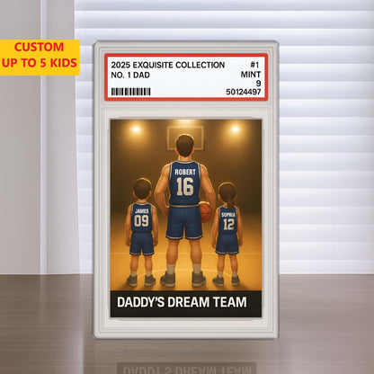 No. 1 Dad & Kids Basketball Trading Card Style, Custom Acrylic Block Plaque, Father's Day Gift, Custom Figure Family Acrylic Block