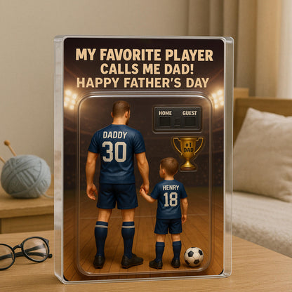 Custom Photo Soccer Dad Action Figure Pack Packaging Personalized Rectangle Acrylic Block Plaque, Father Day Gift for Dad, Gift for Husband