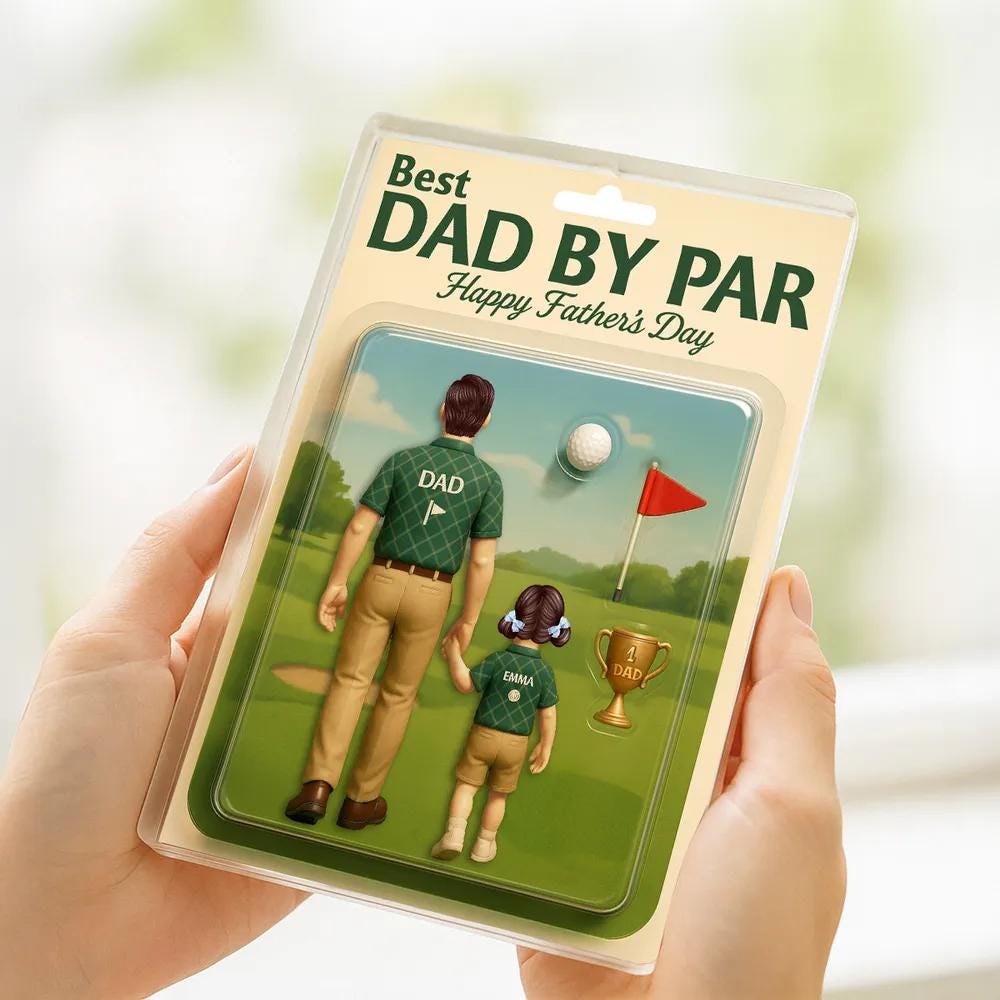 Best Dad By Par Golf Custom Figure Personalized Acrylic Block Plaque, Father's Day Gift for Dad, Gifts for Husband, Happy Father's Day