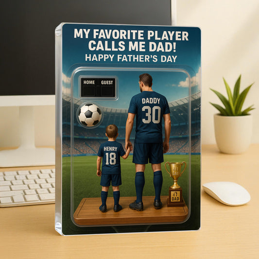Custom Soccer Action Figure Personalized Acrylic Block Plaque, Personalized Father's Day Gift for Dad, Gifts for Papa,Fatherday gift for dad