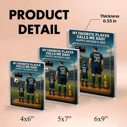 Custom Soccer Action Figure Personalized Acrylic Block Plaque, Personalized Father's Day Gift for Dad, Gifts for Papa,Fatherday gift for dad