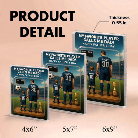 Custom Soccer Action Figure Personalized Acrylic Block Plaque, Personalized Father's Day Gift for Dad, Gifts for Papa,Fatherday gift for dad