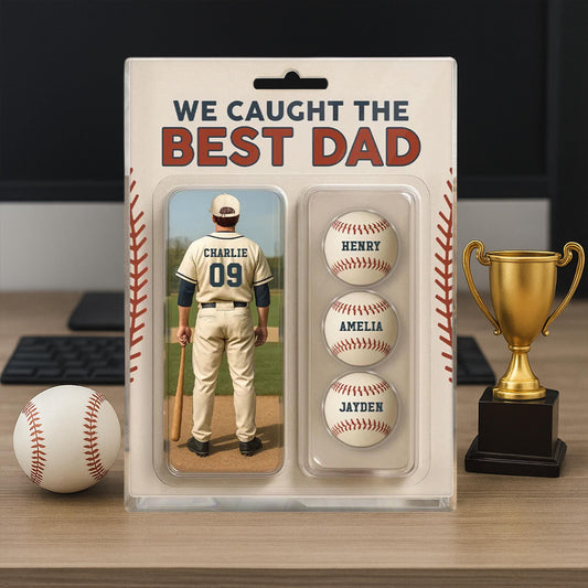 We Caught The Best Dad Baseball Lover Toy Box Figure Style Personalized Acrylic Block Plaque, Gift For Baseball Dad, Baseball Lovers
