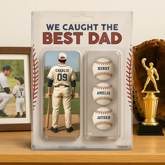 We Caught The Best Dad Baseball Lover Toy Box Figure Style Personalized Acrylic Block Plaque, Gift For Baseball Dad, Baseball Lovers