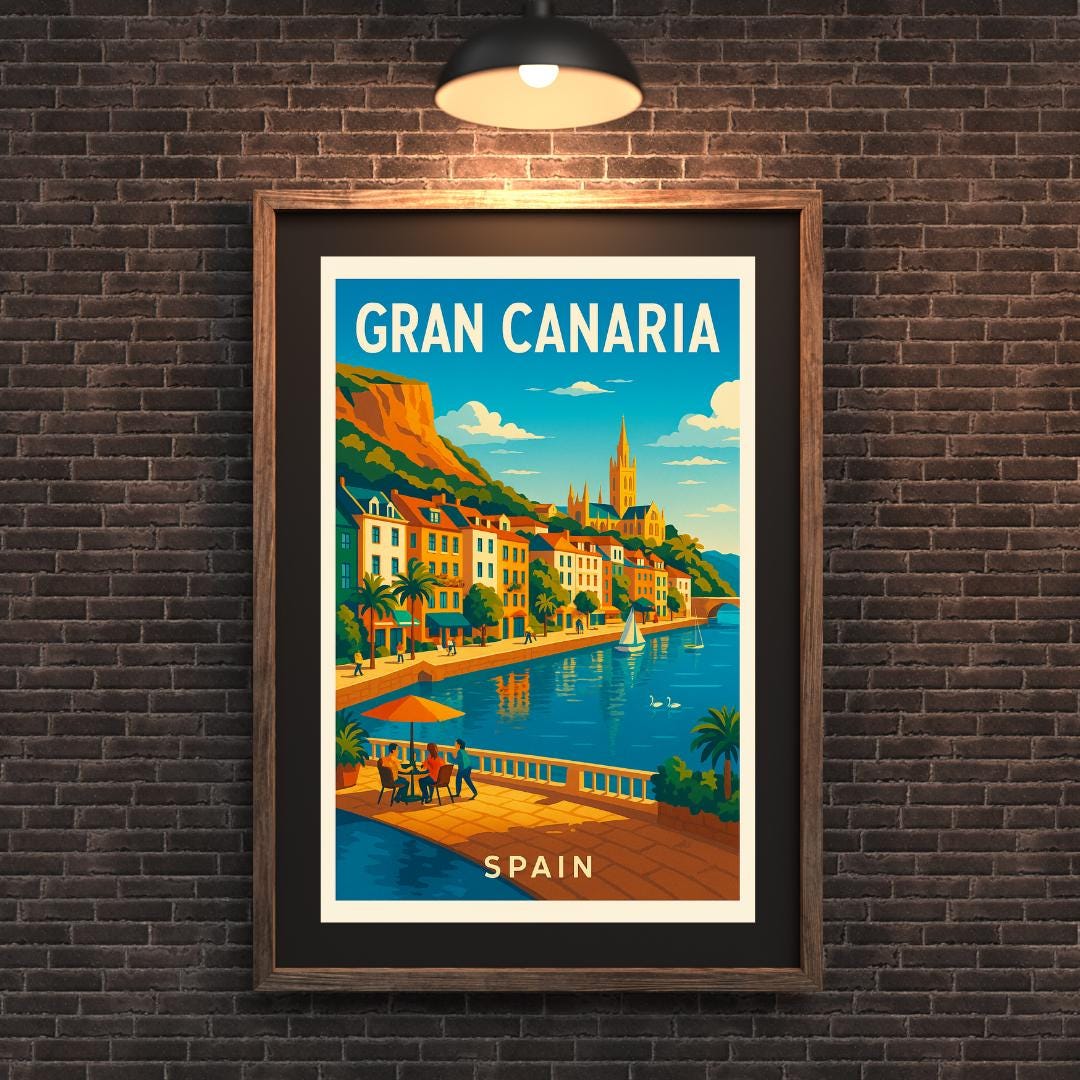 Gran Canaria Poster, Gran Canaria Wall Art, Spain Wall Art, Gran Canaria Travel Print, Wedding Gift, Birthday Present, Travel Decor, Holiday